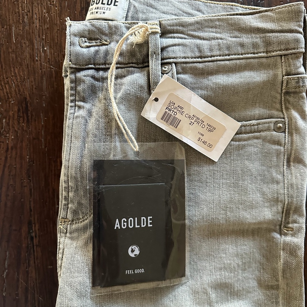 Agolde Women's Light Gray Cropped Jeans